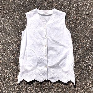 Rodier Vintage Cotton-Linen eyelet button-down M